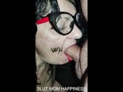  Piss-wet mom with big tits and a tit tag swallows cock