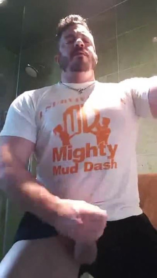 Horny Bear Public Bathroom Jerk off &amp; Cum