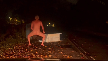 Naked outside when a car turns around in distance I decided to put on a show