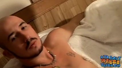 Two straight thugs stroke their long cocks and cum
