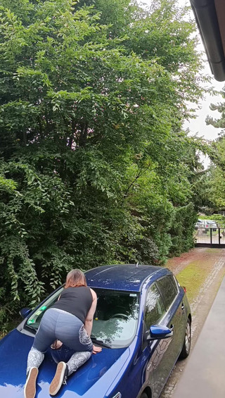 Sexy, pale ass on the bonnet