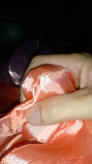 Crossdressing and cum wearing girl cute satin pink party mini dress