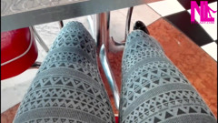 Shoeplay in My Black Pattent Flats in a Bar