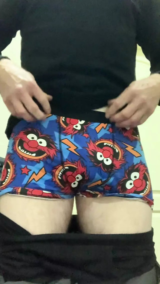 Tasked to wear long johns and his xmas boxers visit workplace bathroom show it off when wearing long johns