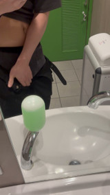 Masturbation in a public restroom (precum squirting)