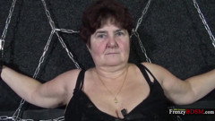 Granny in Sexy Lingerie Hogtied