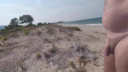 Naked walk along the beach and road