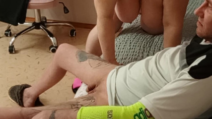 Stepmom swallows cum after deep gentle blowjob