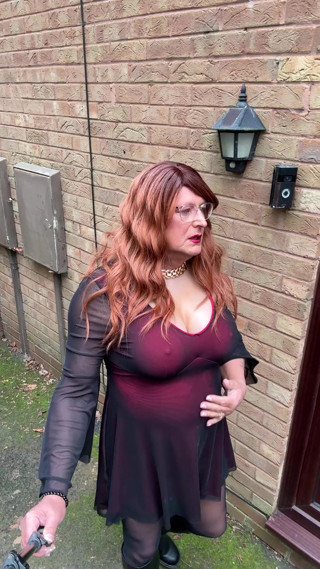 Sexy Crossdresser kellycd2022 in sexy black pantyhose and boots just before going for an afternoon drive out thumbnail