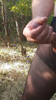 My pantyhose masturbation in nature