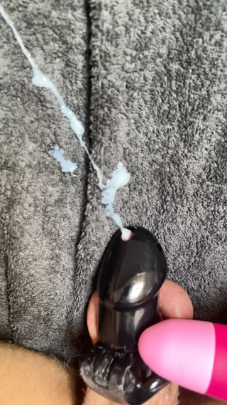 cumming in chastity cage by vibrator thumbnail