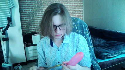 Unpacking my first dildo on webcam