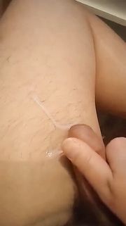 Cum shot on my shiny pantyhose