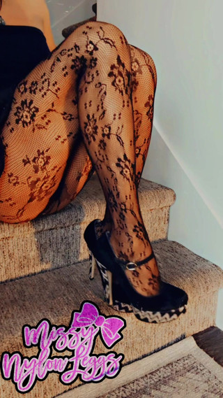 MissyNylonLeggs - Fishnet Pantyhose Teasing on the Stair