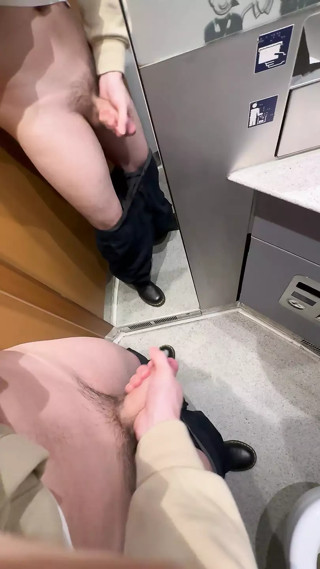 Jerking off in the train toilet