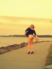 Rosy walk and outdoors ass play