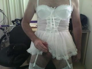 sissy crossdresser in lingerie masturbating