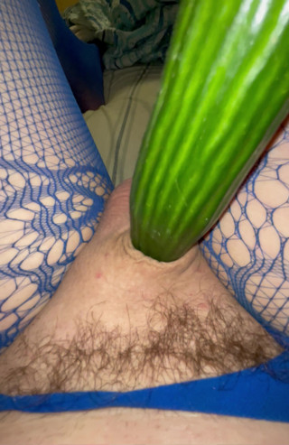Cucumber cock fuck