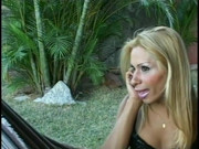 Brunette slut gets her pussy licked by a stud while she sucks blonde ladyboy's cock