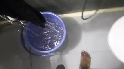 Hot boy masterbating in the bathroom during washing clothes