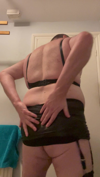 Dirty Gay Crossdresser Love It with Black Bra on thumbnail