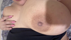 Hot mom plays with her huge nipples delicious