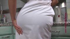 Hot Stocking Nurse Marry Queen Strips to Black Panties, Stockings & Garter Belt