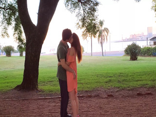 Romantic and passionate meeting in the park