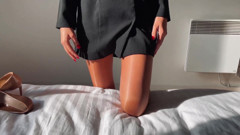 Adeline Murphy does footjob, handjob & blowjob to satisfy her husband