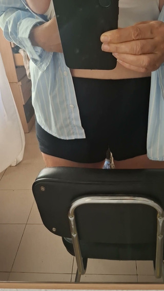 Playing with my tits before work