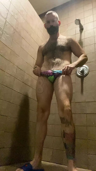 Gym shower jerkoff