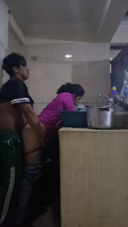 Employee Fucking and Sucking When She Washes Dirty Dishes