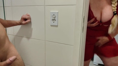 Stepmother Sees Stepson in the Shower Masturbating, Does the Same, and Then Enters the Bathroom to Have Sex