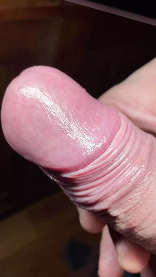 Close up foreskin and huge cockhead