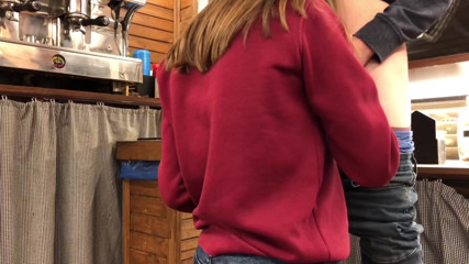 First Blowjob at Work - Sucking a Cock While Kneeling Under the Bar Counter