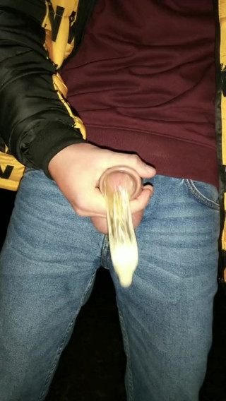 Twink Fills Cum Filled Condom Even More and Swallows All That Cum