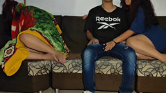 Sucks Her Stepbrother-in-law's Cock Next to Her Stepsister. She Begs Him to Fuck Her Ass and Cum Inside