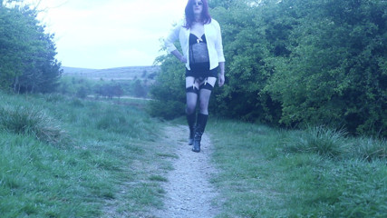Crossdressed outside on a footpath in Lancashire