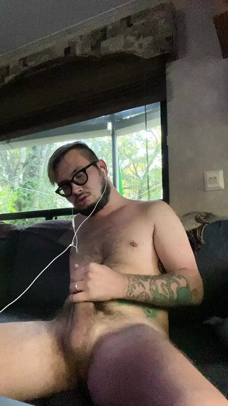 Tattooed Twink Jerks Off And Plays With His Balls Until He CUMS