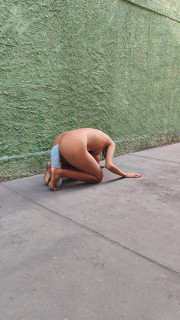Submissive Playing Like a Pet in the Yard