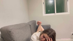 Farting in white shirt and panties