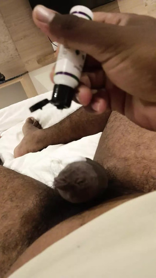 Moisturising my dick after rough night.