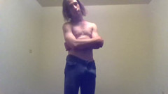 Transgirl Pre-op Topless in Only Jeans, Aroused  Self-photography Posing