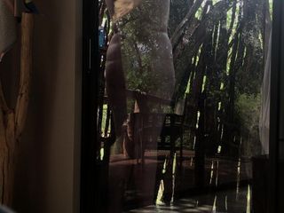 Wife in a Outdoor bush Shower