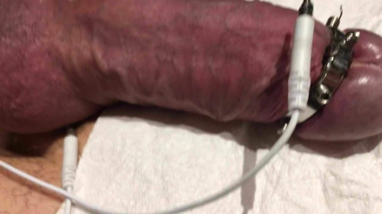 Subject S's cock taking its first ever estim torture