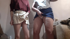 Two Schoolgirls in Short Skirts Masturbate Hot and Cum Quickly