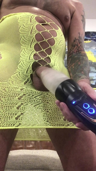 Huge cock flopping and spinning toy