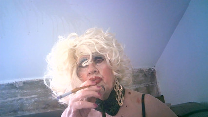 Tragic bimbo slag Sarah Shitcunt Millward fucks herself with a cigarette holder, then  smokes with it thumbnail