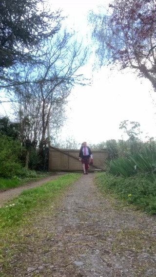 In an outfit with a skirt with flowers for an evening