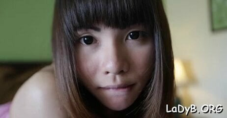 Cheerful oriental trannie bee getting fucked